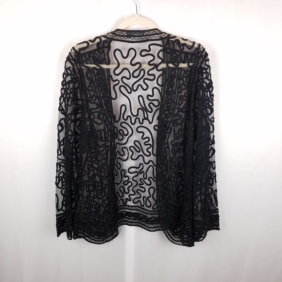 Sophie Chang sweater black net w/ribbon overlay XL - Picture 2 of 4